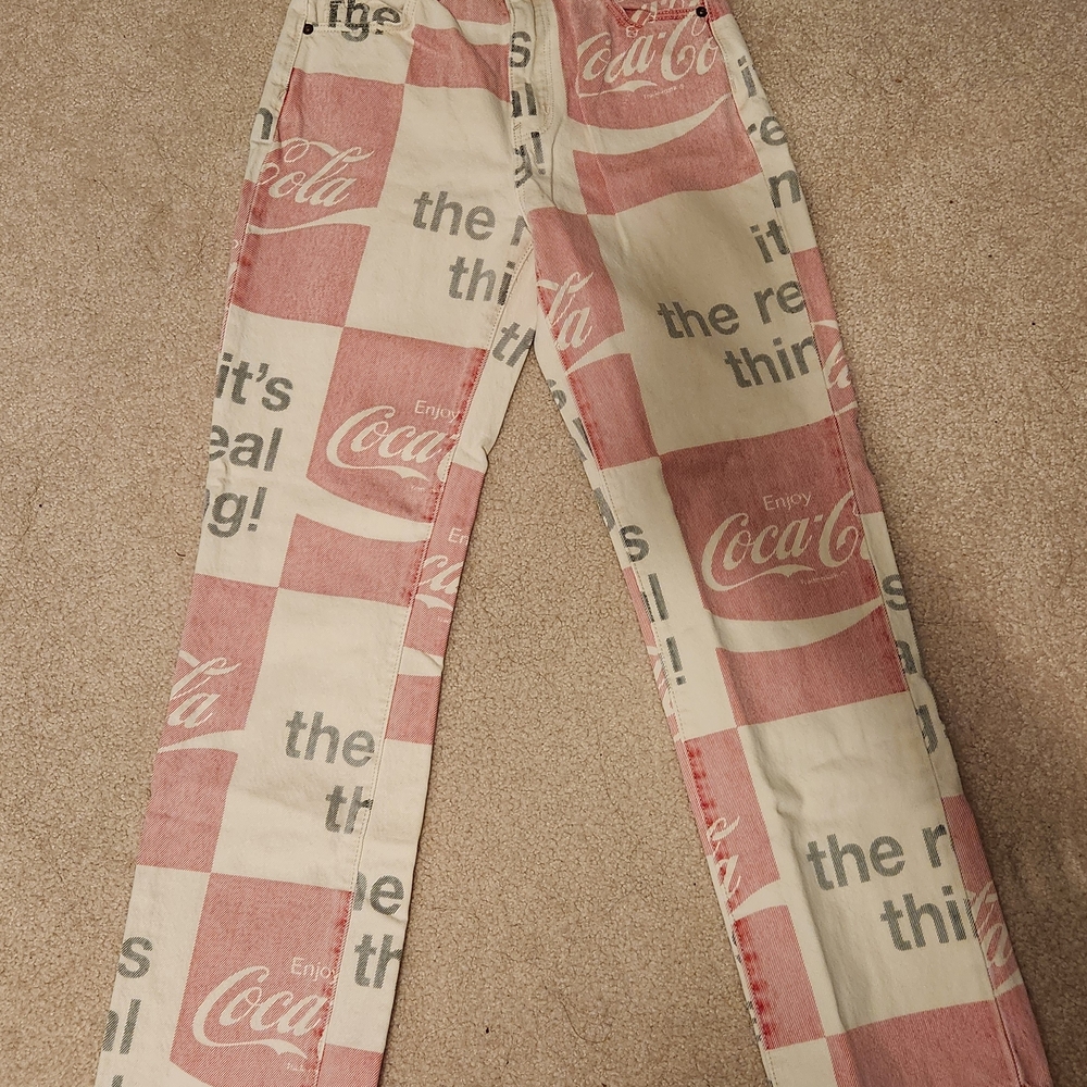 Coca-Cola Graphic Print Pants - Red and Cream